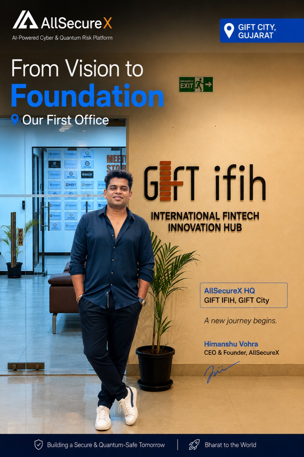 AllSecureX's first office at GIFT IFIH, GIFT City, Gujarat